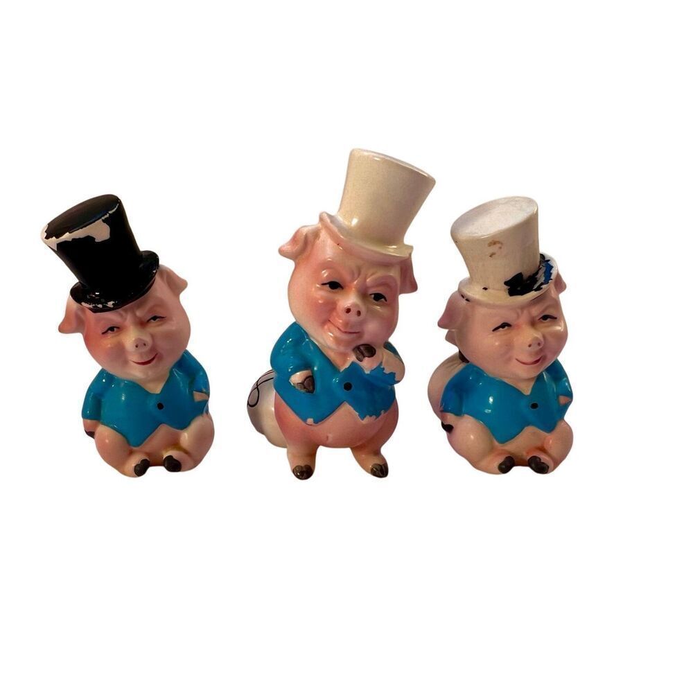 Set of 3 Vintage1950’s Norcrest Japan Anthropomorphic WC Fields Money Bags Pigs